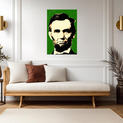 Abraham Lincoln Pop Art | Green Stylized Portrait | Historical Figure Poster - Graphic & Art Poster