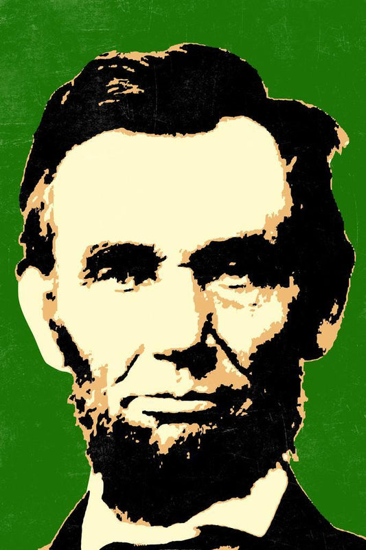 Abraham Lincoln Pop Art | Green Stylized Portrait | Historical Figure Poster - Graphic & Art Poster