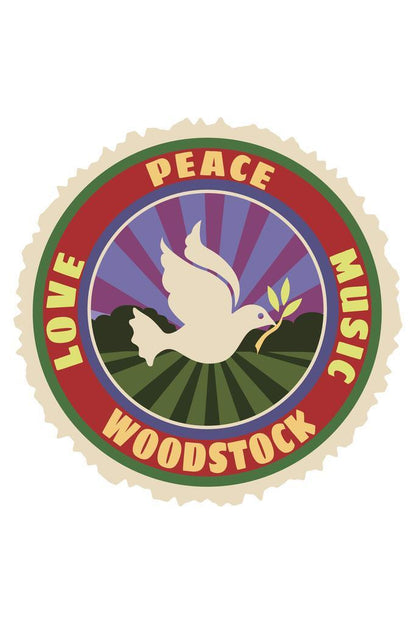 Vintage Woodstock Luggage Label | Love Peace Music Festival Art | 60s Hippie Style Poster - Music Poster