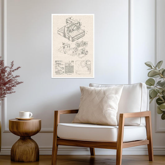 Instant Film Camera Patent Design | Retro Tech Blueprint | Photography Wall Art Poster - Vintage & Retro Poster