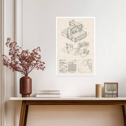 Instant Film Camera Patent Design | Retro Tech Blueprint | Photography Wall Art Poster - Vintage & Retro Poster