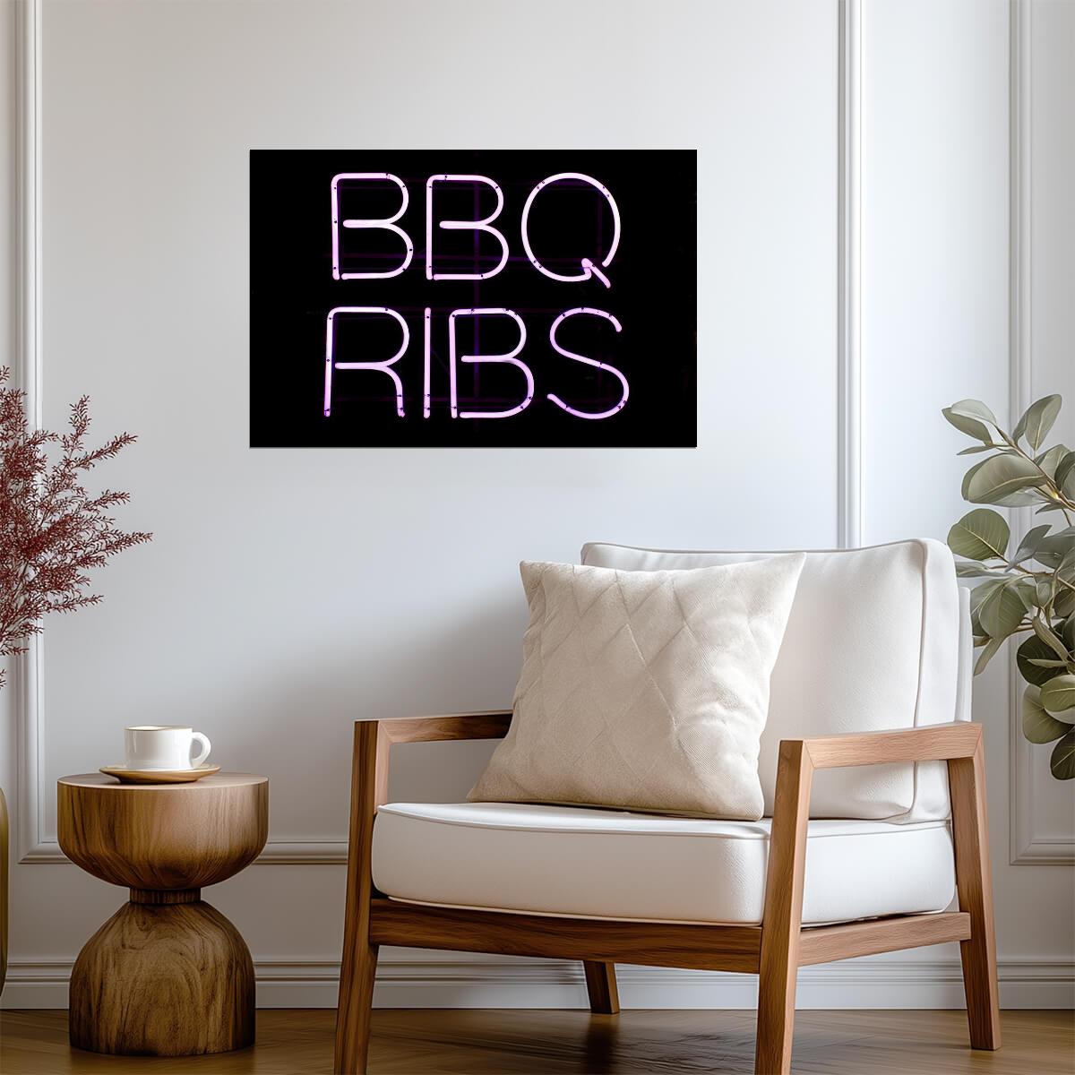 "BBQ Ribs" Neon Sign Photo | Restaurant Advertising | Food & Drink Poster - Type & Quotes Poster