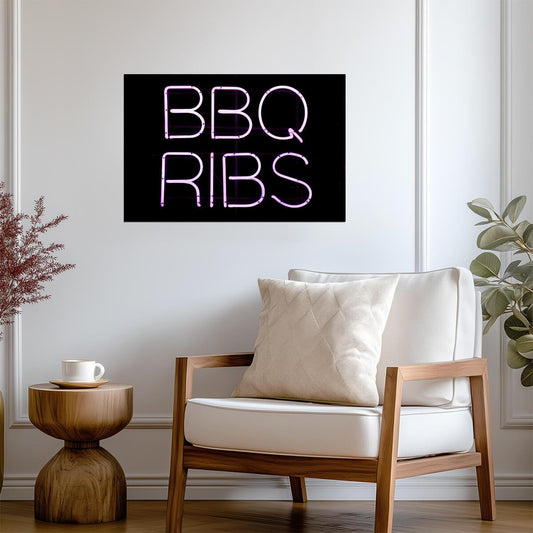 "BBQ Ribs" Neon Sign Photo | Restaurant Advertising | Food & Drink Poster - Type & Quotes Poster