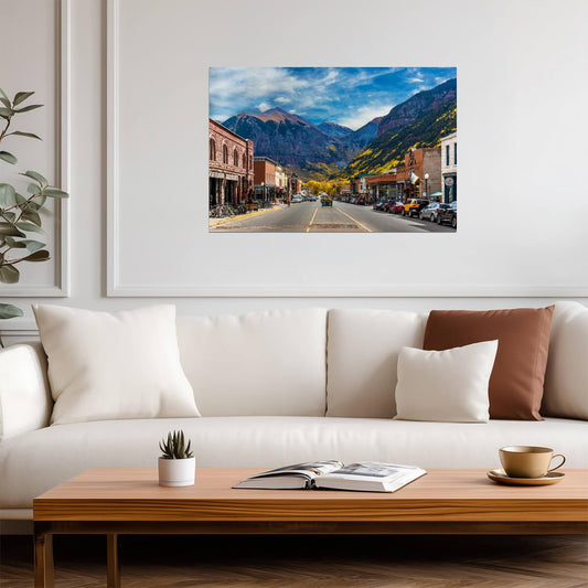 Main Street in Telluride Colorado | Mountain Town Photography | Urban Landscape Poster - Photography Poster