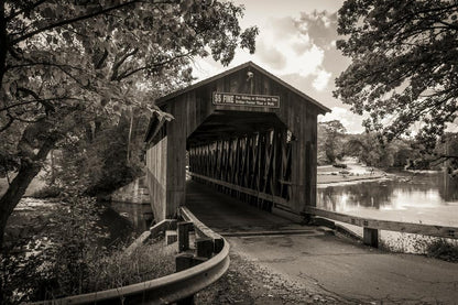 Michigan Covered Bridge Poster | Historical Black and White Photo | Rustic Wall Art