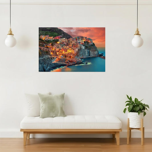 Manarola Cinque Terre Poster | Italy Coastal Village Photography | Italian Riviera Wall Art