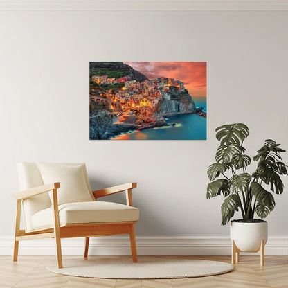 Manarola Cinque Terre Poster | Italy Coastal Village Photography | Italian Riviera Wall Art