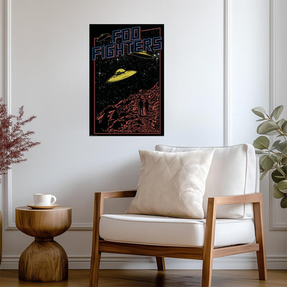 Foo Fighters UFO Poster | Rock Band Wall Art | Music & Sci-Fi Graphic - Music Poster
