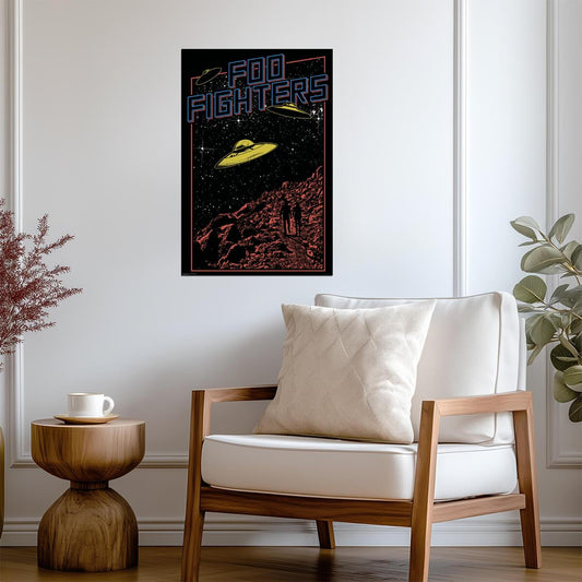 Foo Fighters UFO Poster | Rock Band Wall Art | Music & Sci-Fi Graphic - Music Poster