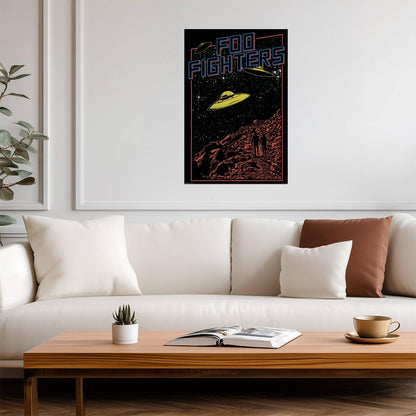 Foo Fighters UFO Poster | Rock Band Wall Art | Music & Sci-Fi Graphic - Music Poster