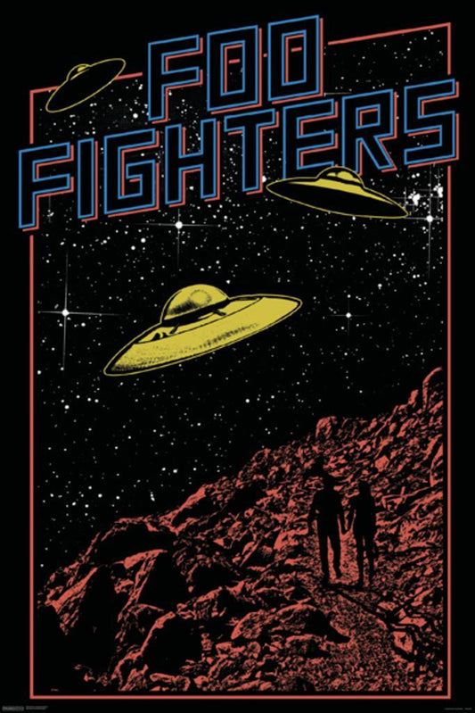 Foo Fighters UFO Poster | Rock Band Wall Art | Music & Sci-Fi Graphic - Music Poster