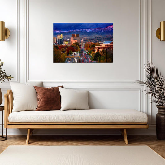 Downtown Boise Idaho Sunset | Cityscape Photography from Depot Hill | Urban Poster - Photography Poster