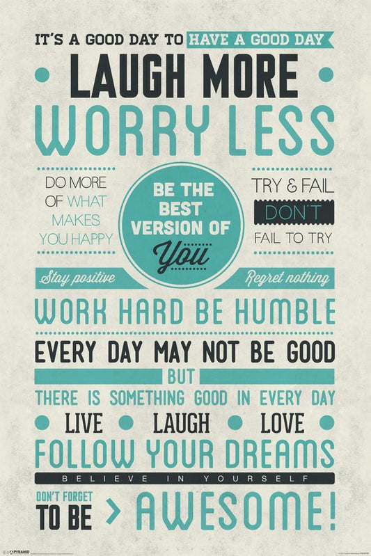 Laugh More, Worry Less | Motivational Poster