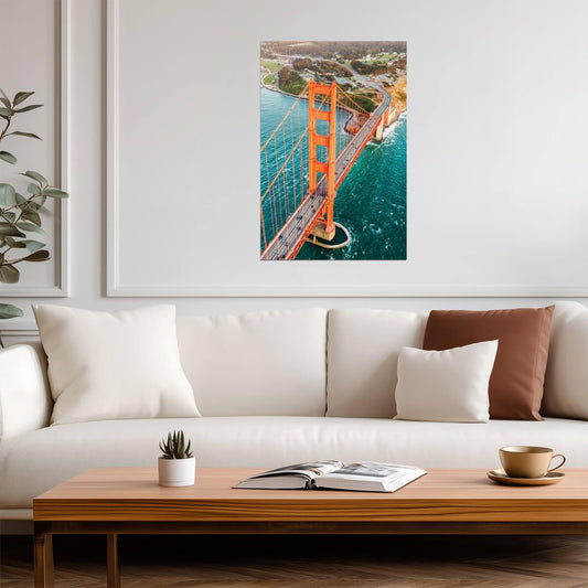 Golden Gate Bridge Aerial View | San Francisco Photography | California Landmark Poster - Photography Poster