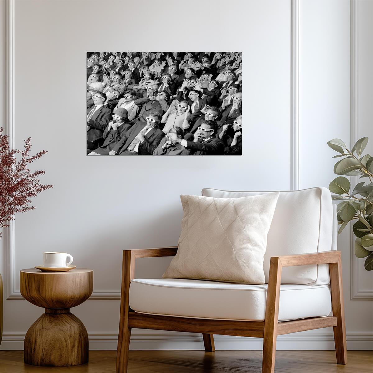 3D Movie Viewers in Theater | Vintage Black and White Photo Poster - Vintage & Retro Poster