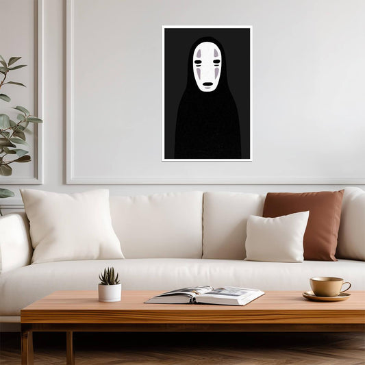 Spirited Away | No-Face Kaonashi Portrait | Minimalist Anime Poster - Anime Poster