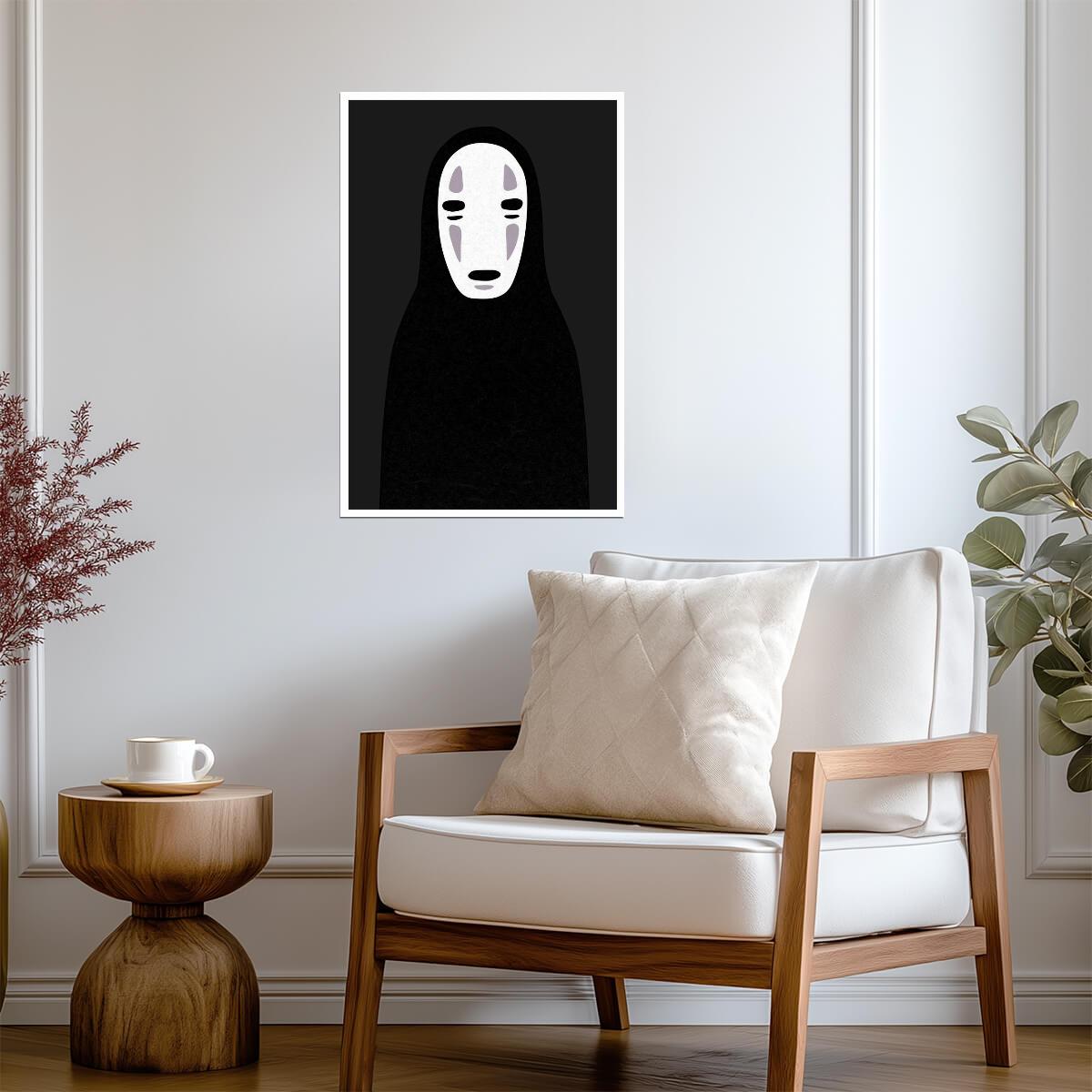 Spirited Away | No-Face Kaonashi Portrait | Minimalist Anime Poster - Anime Poster
