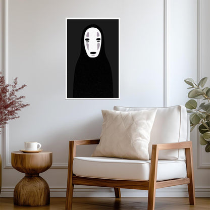 Spirited Away | No-Face Kaonashi Portrait | Minimalist Anime Poster - Anime Poster