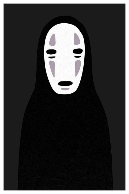 Spirited Away | No-Face Kaonashi Portrait | Minimalist Anime Poster - Anime Poster