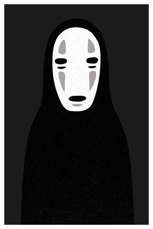 Spirited Away | No-Face Kaonashi Portrait | Minimalist Anime Poster - Anime Poster