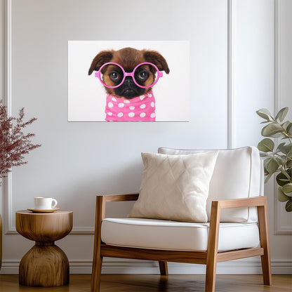 Cute Puppy in Hot Pink Sunglasses | Funny Dog Photography | Humorous Pet Poster - Photography Poster