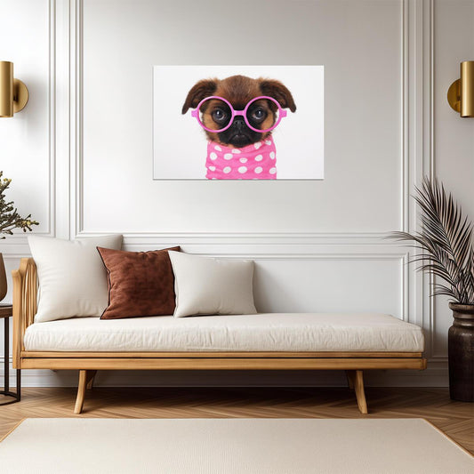Cute Puppy in Hot Pink Sunglasses | Funny Dog Photography | Humorous Pet Poster - Photography Poster