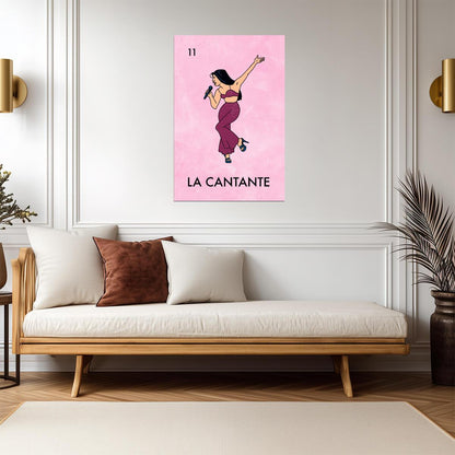 La Cantante Selena Loteria Card | Mexican Bingo Game Parody Poster | Tejano Music Icon Art - Music Poster