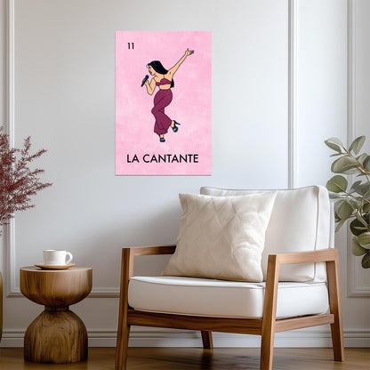 La Cantante Selena Loteria Card | Mexican Bingo Game Parody Poster | Tejano Music Icon Art - Music Poster