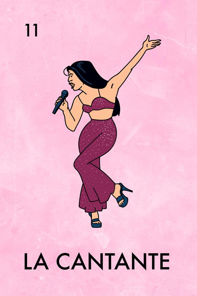La Cantante Selena Loteria Card | Mexican Bingo Game Parody Poster | Tejano Music Icon Art - Music Poster
