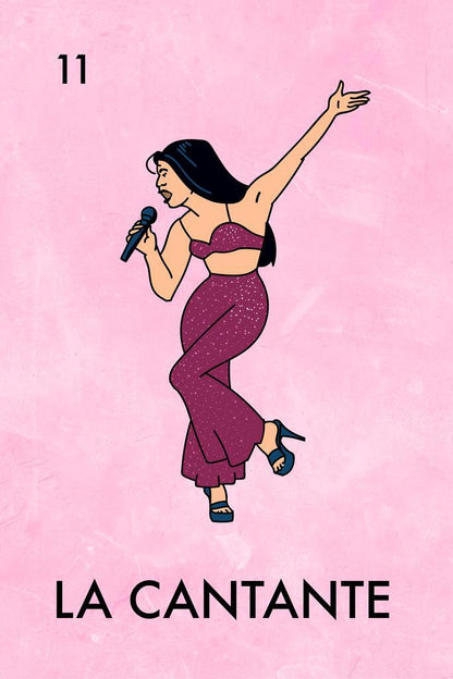 La Cantante Selena Loteria Card | Mexican Bingo Game Parody Poster | Tejano Music Icon Art - Music Poster