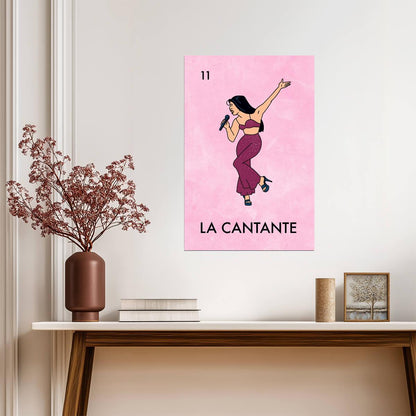 La Cantante Selena Loteria Card | Mexican Bingo Game Parody Poster | Tejano Music Icon Art - Music Poster