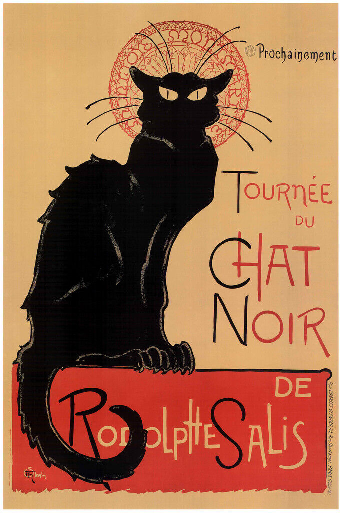 Le Chat Noir The Black Cat | Vintage Parisian Cabaret Poster | Théophile Steinlen Art - Vintage & Retro Poster