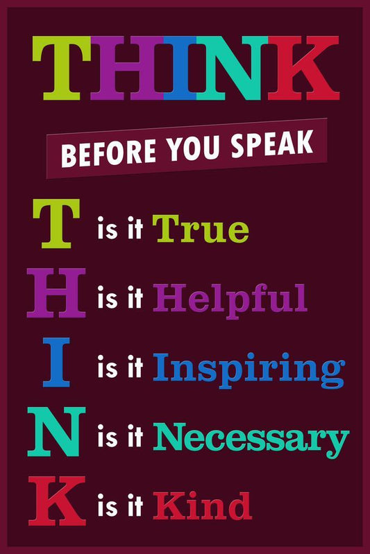 Think Before You Speak | Classroom Motivational Poster