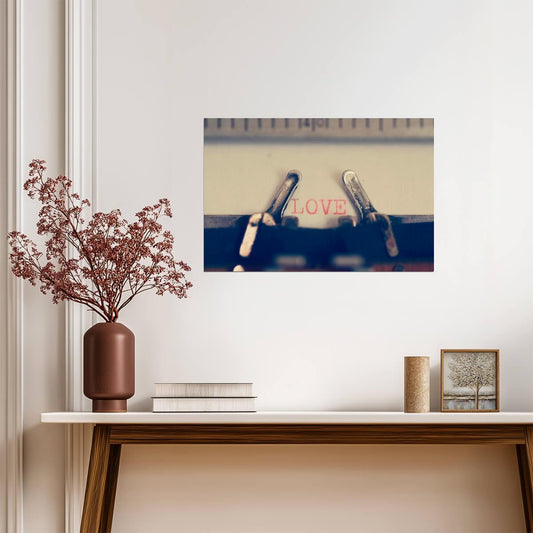 The Word Love on a Vintage Typewriter | Romantic Photography Print | Nostalgic Wall Art Poster - Photography Poster