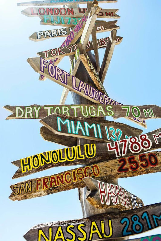Key West Florida Directional Signs Photo | Mile Marker 0 | Tropical Travel Poster - Type & Quotes Poster