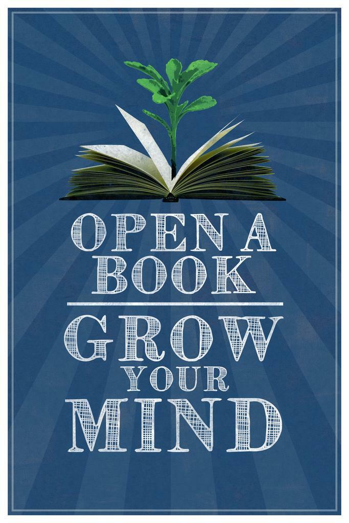 Open A Book Grow Your Mind | Classroom Reading Poster | Educational Wall Art - Type & Quotes Poster