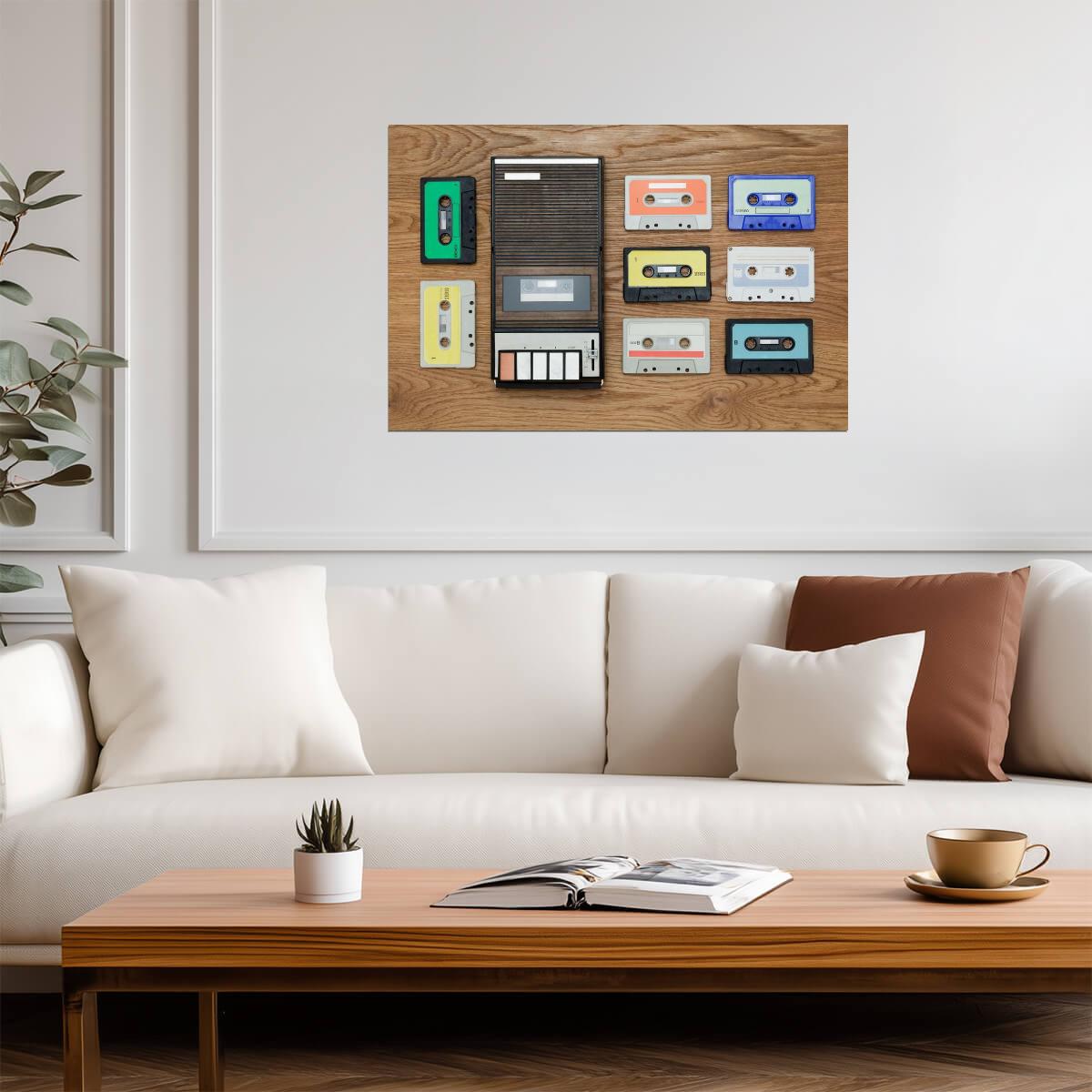 Vintage Cassette Player and Tapes | Retro Music Photography | 80s Nostalgia Poster - Photography Poster