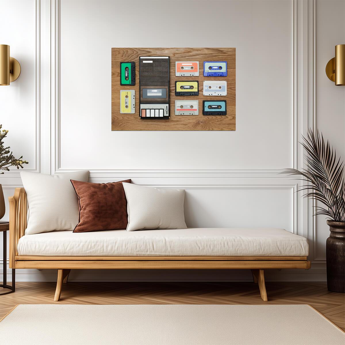 Vintage Cassette Player and Tapes | Retro Music Photography | 80s Nostalgia Poster - Photography Poster