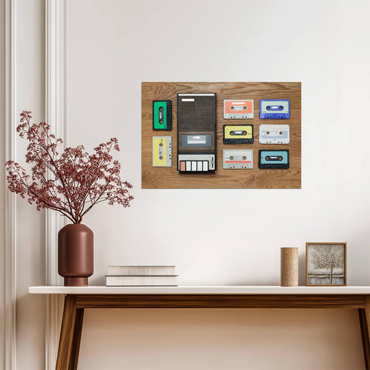 Vintage Cassette Player and Tapes | Retro Music Photography | 80s Nostalgia Poster - Photography Poster