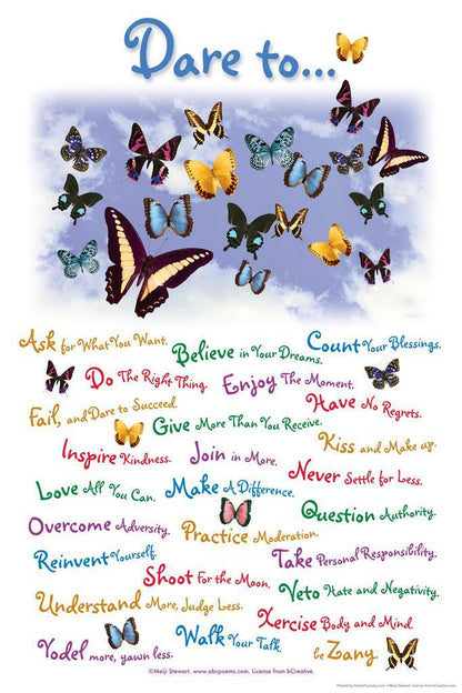 Dare To… | Motivational Poster with Butterflies