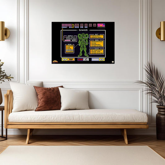 Super Metroid Samus Aran | Retro Gaming Poster | SNES Sci-Fi Wall Art