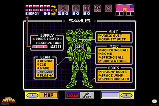 Super Metroid Samus Aran | Retro Gaming Poster | SNES Sci-Fi Wall Art