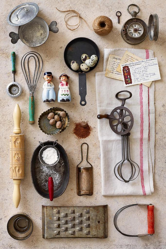 Vintage Kitchen Baking Tools | Still Life Photography | Rustic Kitchen Decor Poster - Photography Poster