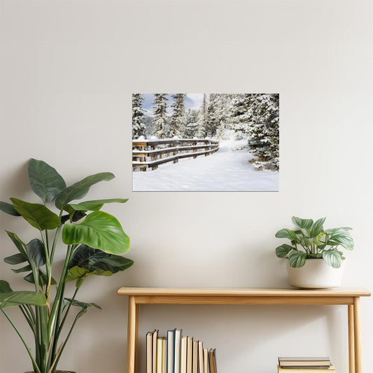 Snowy Forest Path Poster | Winter Landscape Photography | Nature Wall Art