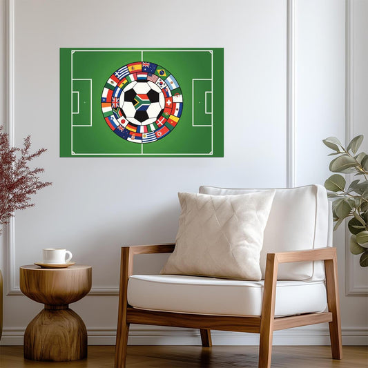 World Soccer Flags Collage | International Football Art | Sports Fan Poster
