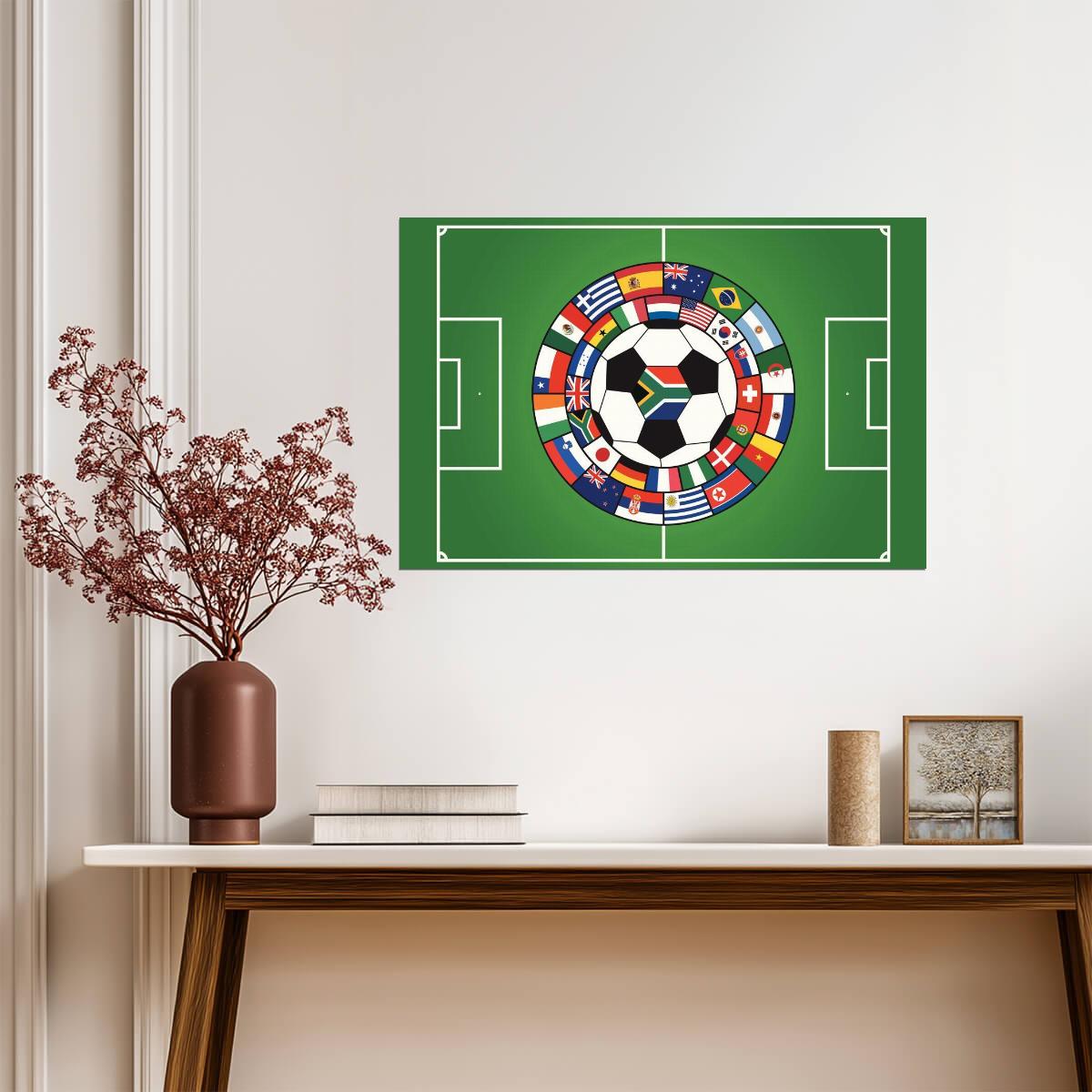 World Soccer Flags Collage | International Football Art | Sports Fan Poster