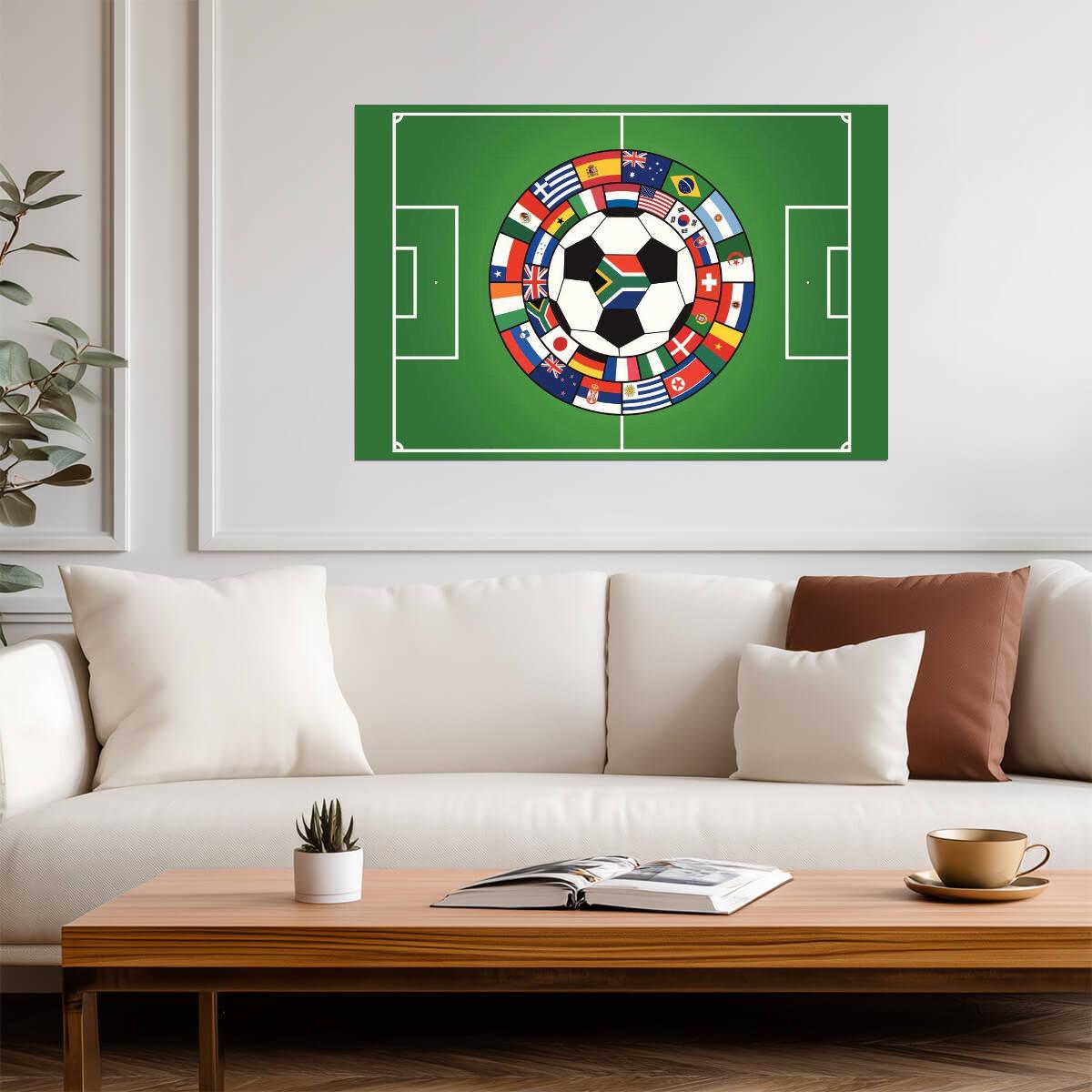 World Soccer Flags Collage | International Football Art | Sports Fan Poster