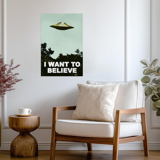 The X-Files "I Want To Believe" | Classic UFO Poster | 90s TV Show Wall Art