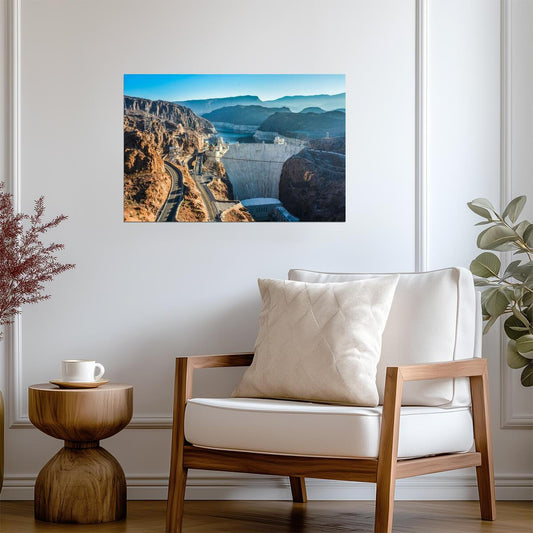 Hoover Dam in Early Morning Light | Landmark Photography | Engineering Poster - Photography Poster