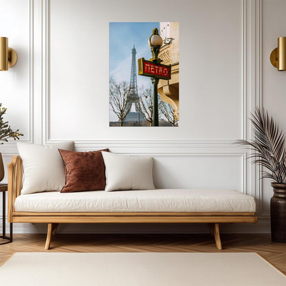 Paris Metro Sign with Eiffel Tower | City of Love Photography | French Landmark Poster - Type & Quotes Poster